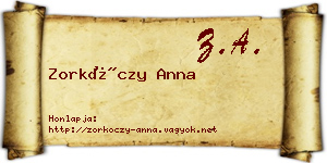 Zorkóczy Anna névjegykártya